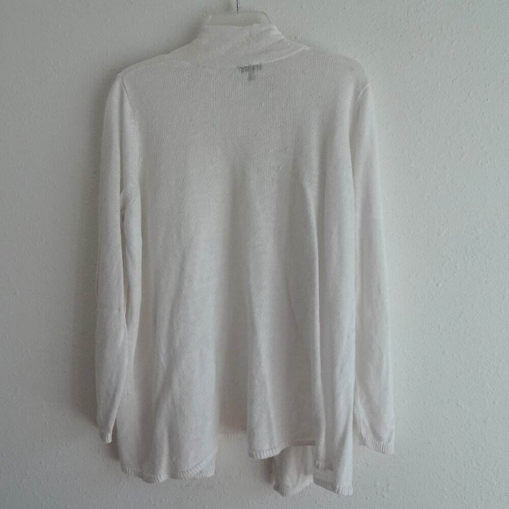 Talbots Linen Cardigan Sweater Women's Petite Plus Size 3X White Open Front - Picture 8 of 10